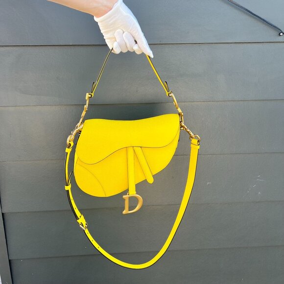 Dior Handbags - Yellow Christian Dior Saddle Bag With Gold Hardware
